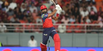 Shreyas Iyer of Punjab Kings plays a shot during Match 17 of the TATA Indian Premier League 2026 between Punjab Kings and Sunrisers Hyderabad at New International Cricket Stadium, New Chandigarh, India, on April 11, 2026.
Photo by Pankaj Nangia / CREIMAS for IPL